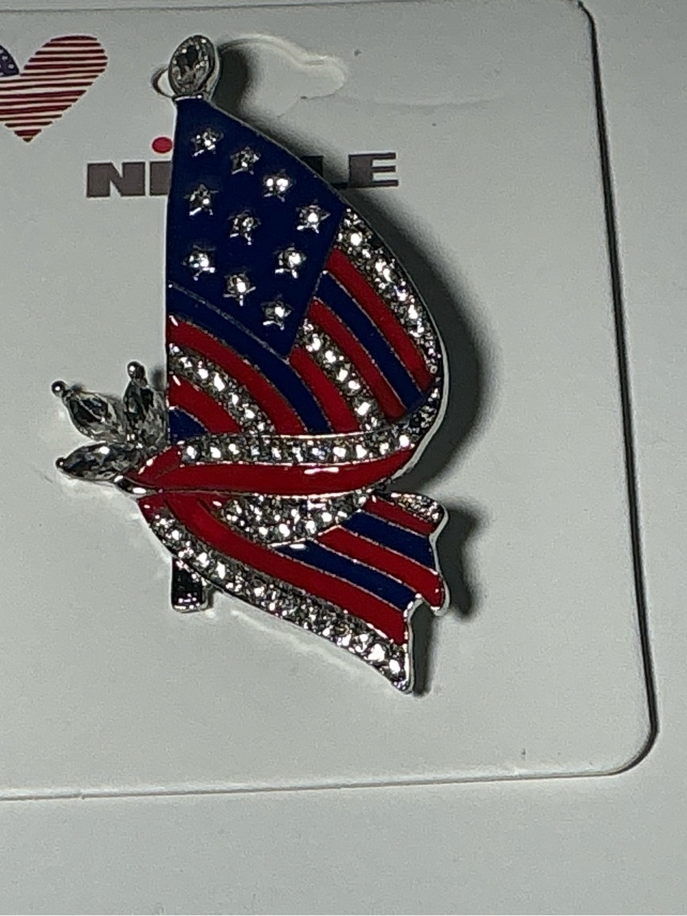 ⛵ American Flag Brooch Pin | Rhinestone Patriotic Enamel Pin